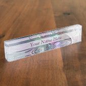 花抽象芸術カラフルフローラフラクタル文字 デスクネームプレート (側面)