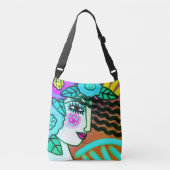 花抽象芸術デジ絵を描タル クロスボディバッグ (正面)