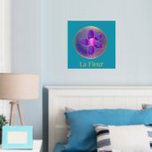 花抽象芸術紫ティール（緑がかった色）ホットピンク金ゴールド 箔ポスター (インサイチュ (寝室))