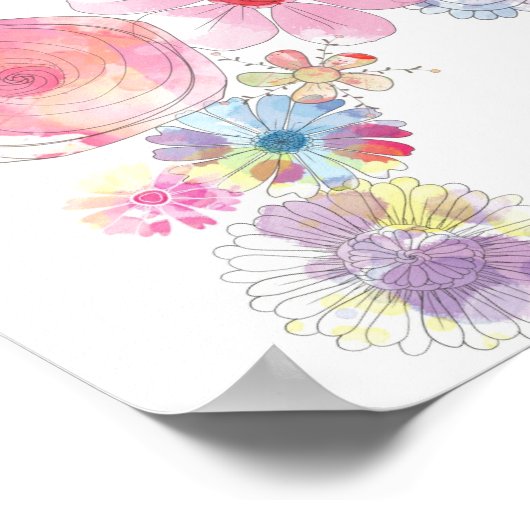 花抽象芸術絵画フローラ ポスター (角)