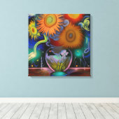 花抽象芸術 キャンバスプリント (インサイチュ (ウッドフロア))