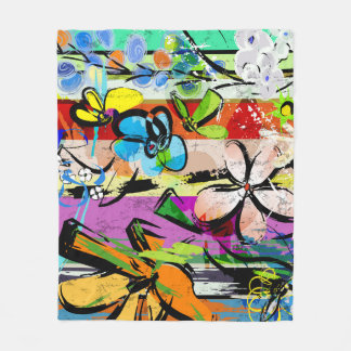 花抽象芸術、幾何線構成。 フリースブランケット