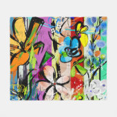 花抽象芸術、幾何線構成。 フリースブランケット (正面(横))