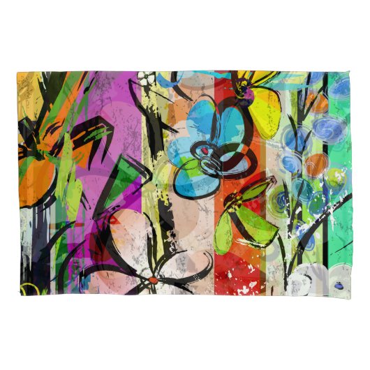 花抽象芸術、幾何線構成。 枕カバー (正面)