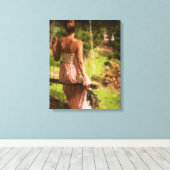 花振りの女性 キャンバスプリント (インサイチュ (ウッドフロア))