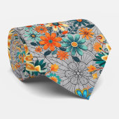 花数々のポット模様 ネクタイ (ロール)