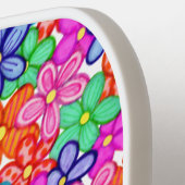 花数々の花柄カラフル柄 ピックルボールラケット (左詳細)