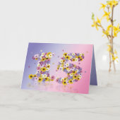 花文付き15thバースデーカード カード (黄色い花)