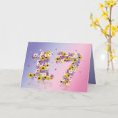 花文付き17thバースデーカード カード (黄色い花)