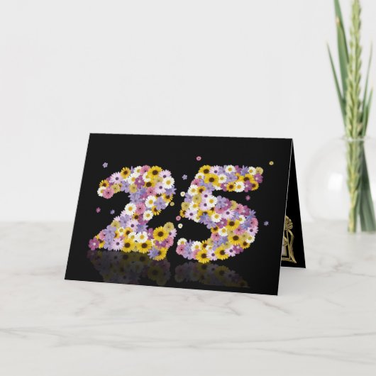 花文付き25thバースデーカード カード (正面)