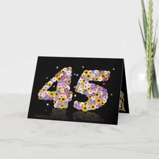 花文付き45thバースデーカード カード (正面)