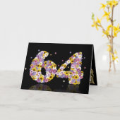 花文付き64thバースデーカード カード (黄色い花)