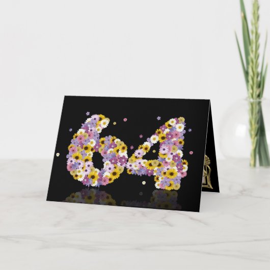 花文付き64thバースデーカード カード (正面)