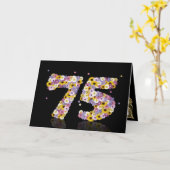 花文付き75thバースデーカード カード (黄色い花)