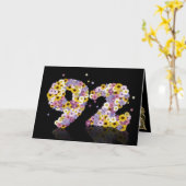 花文付き92回目の誕生日カード カード (黄色い花)
