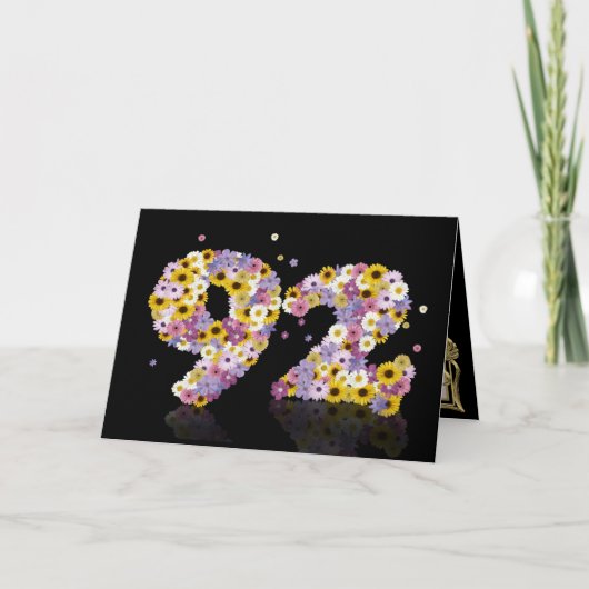 花文付き92回目の誕生日カード カード (正面)