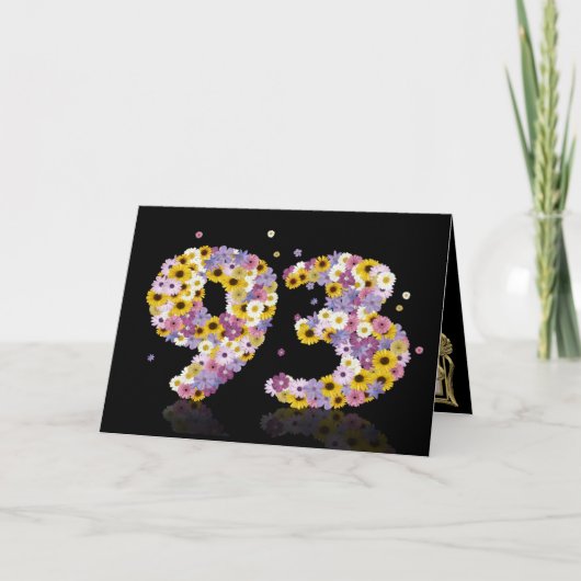 花文付き93歳の誕生日カード カード (正面)