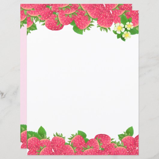 花文房具付いちご紙 (正面/裏面)