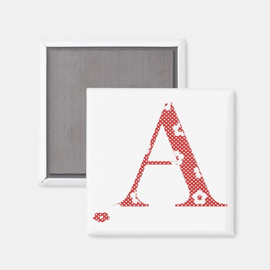 花文文字A （赤） マグネット (正面/裏面)