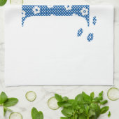 花文文字B （青） キッチンタオル (折り畳み)