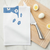 花文文字B （青） キッチンタオル (四つ折り)