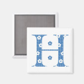 花文文字H (青) マグネット (正面/裏面)