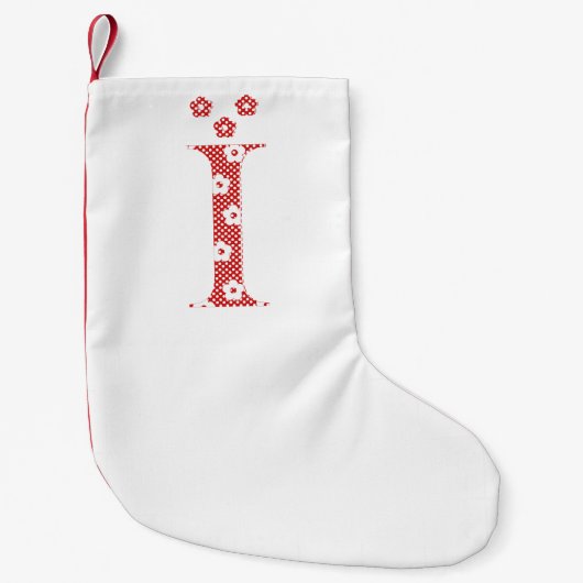 花文文字I （赤） スモールクリスマスストッキング (正面)