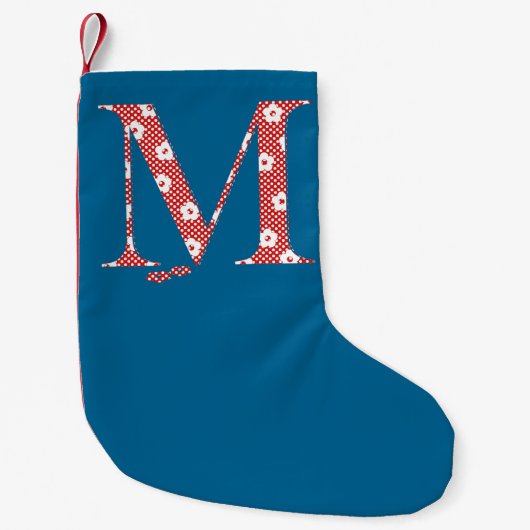 花文文字M（赤） スモールクリスマスストッキング (正面)