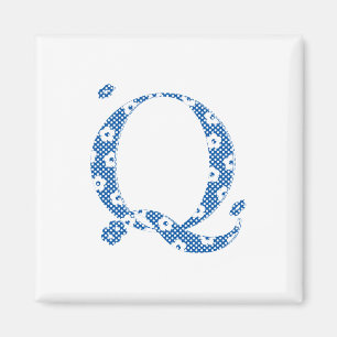 花文文字Q (青) マグネット