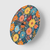 花文時計 ラウンド壁時計 (傾斜)
