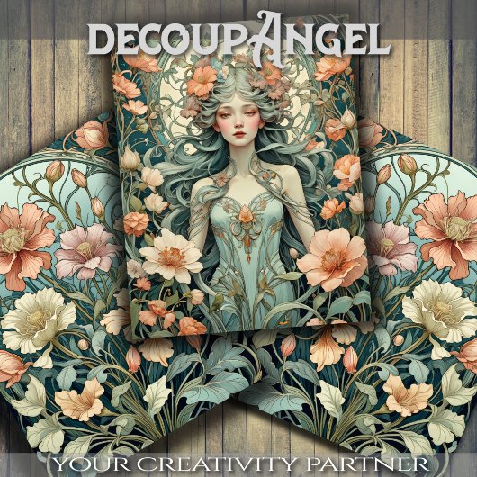 花新しい- 3のセット – Decopage - ラッピングペーパーシート