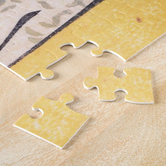 花日本のと刀を使った浮世絵侍 ジグソーパズル (側面)