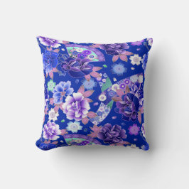 花日本のと扇子 クッション