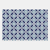 花日本のと渦巻き白と青 ラッピングペーパーシート (正面)