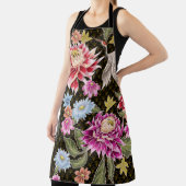 花日本のと白い鶴の模様 エプロン (インサイチュ)