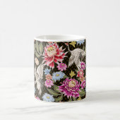 花日本のと白い鶴の模様 コーヒーマグカップ (中央)