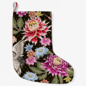 花日本のと白い鶴の模様 スモールクリスマスストッキング (正面)