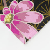 花日本のと白い鶴の模様 フリースブランケット (角)