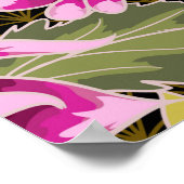 花日本のと鶴の模様 ポスター (角)