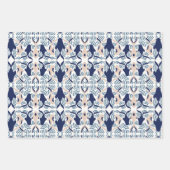 花日本のコイ魚白青クリーム ラッピングペーパーシート (正面)