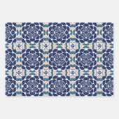 花日本のコイ魚白青クリーム ラッピングペーパーシート (正面3)