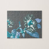 花日本のティール(緑がかった色)トウペグレイ ジグソーパズル (横)