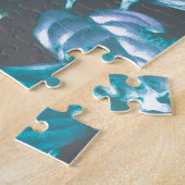 花日本のティール(緑がかった色)トウペグレイ ジグソーパズル (側面)