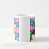 花日本の付きカリかわいらしコ猫猫好き コーヒーマグカップ (中央)