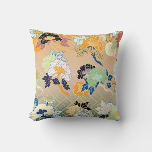 花日本の伝統的柄 クッション (正面)