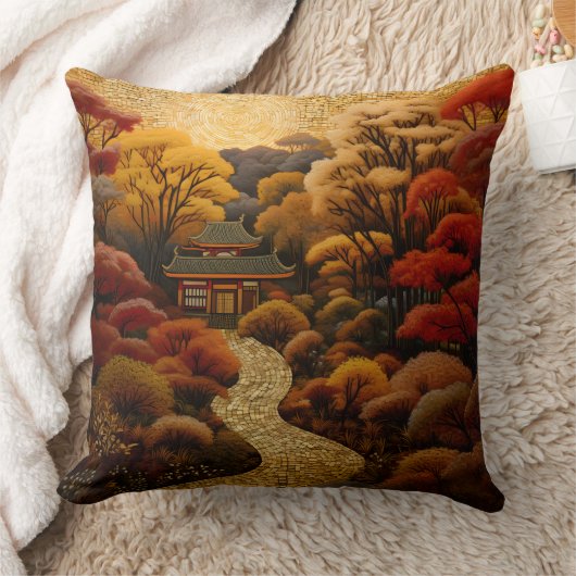 花日本の咲くさくらんぼの木々のある園路 クッション (ブランケット)