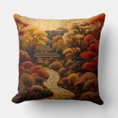 花日本の咲くさくらんぼの木々のある園路 クッション (正面)