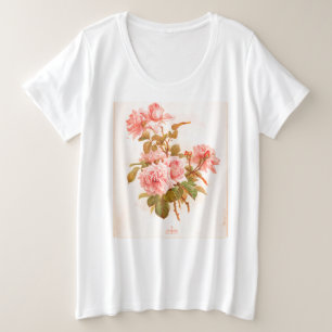 花日本の木版画プリントTシャツ プラスサイズTシャツ
