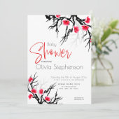 花日本の枝フローラ赤ちゃんシャワー 招待状 (スタンド正面)