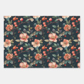 花日本の柄3包み紙 ラッピングペーパーシート (正面)